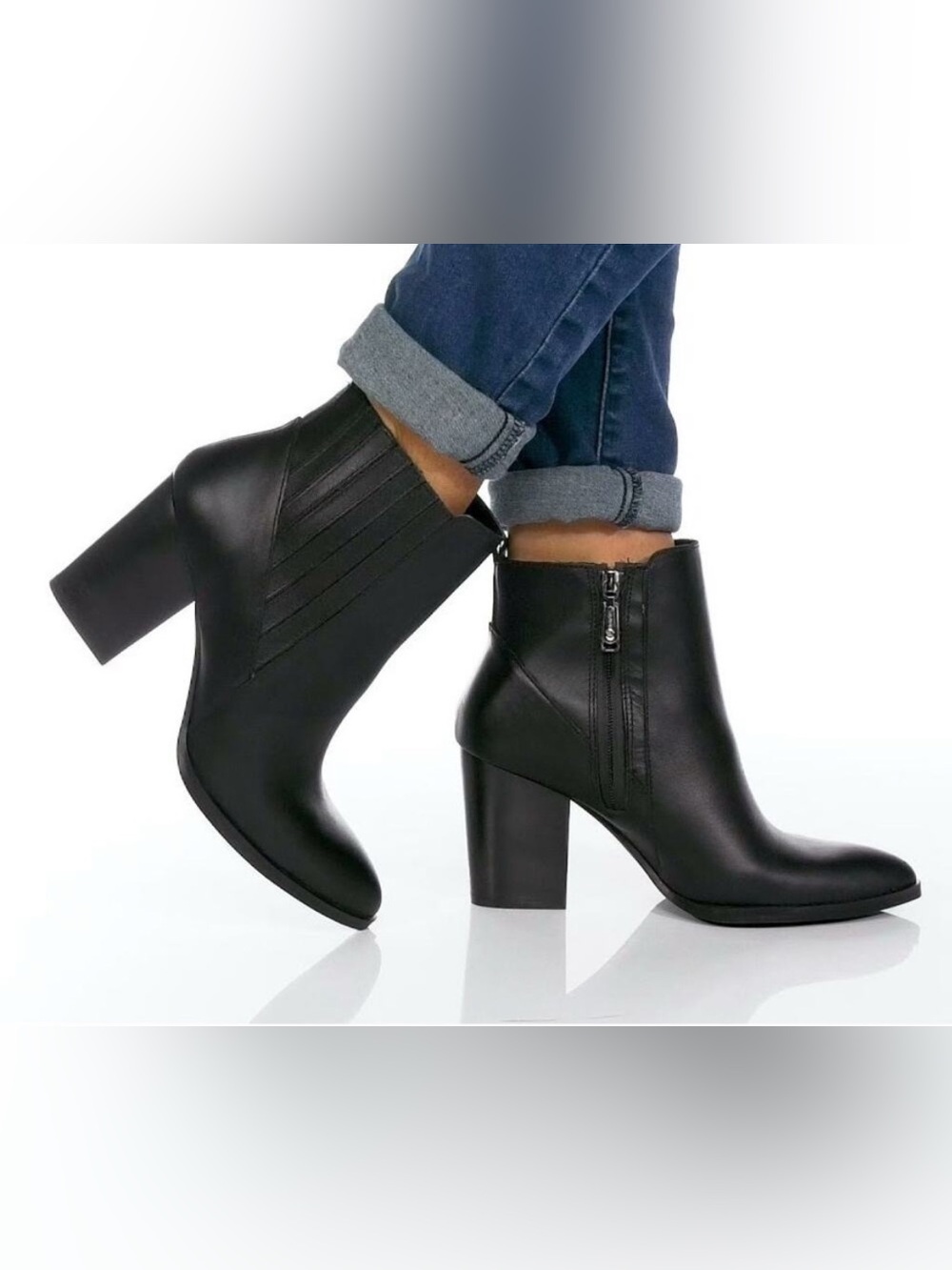 New BLONDO Reese Waterproof Ankle Boot in Black Leather Size 9.5